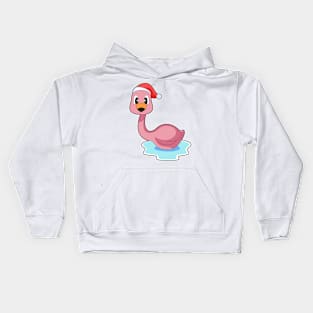 Flamingo Christmas Christmas hat Kids Hoodie